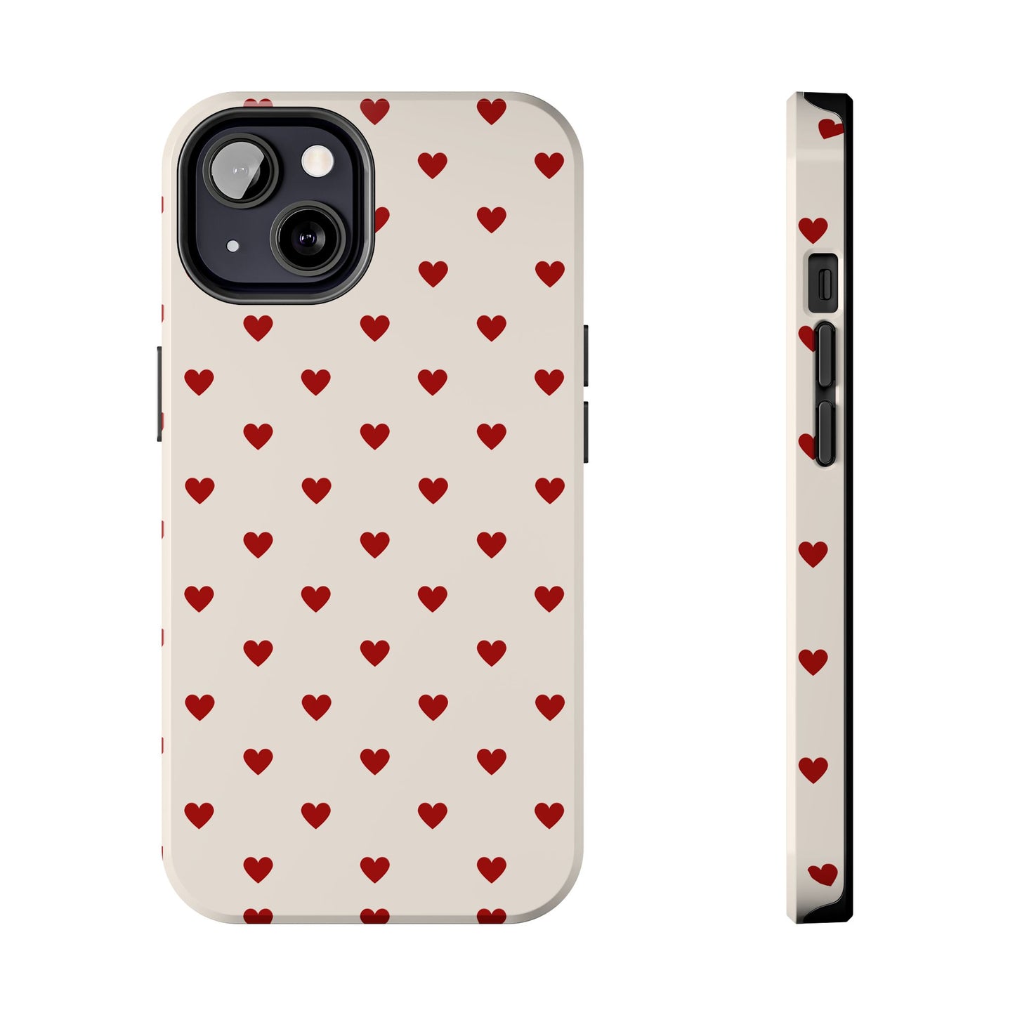 Cute Heart Print Tough Phone Case - Durable Protection for Valentine's Day & Everyday Love