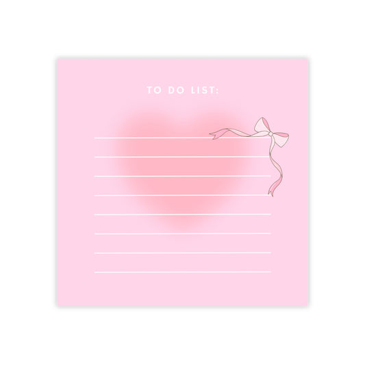 Preppy Cute Pink To-Do List Notepads, Planner Sticky Notes, Gift for Students, Office Supplies, Cute Stationery, Bow Design, Heart Theme