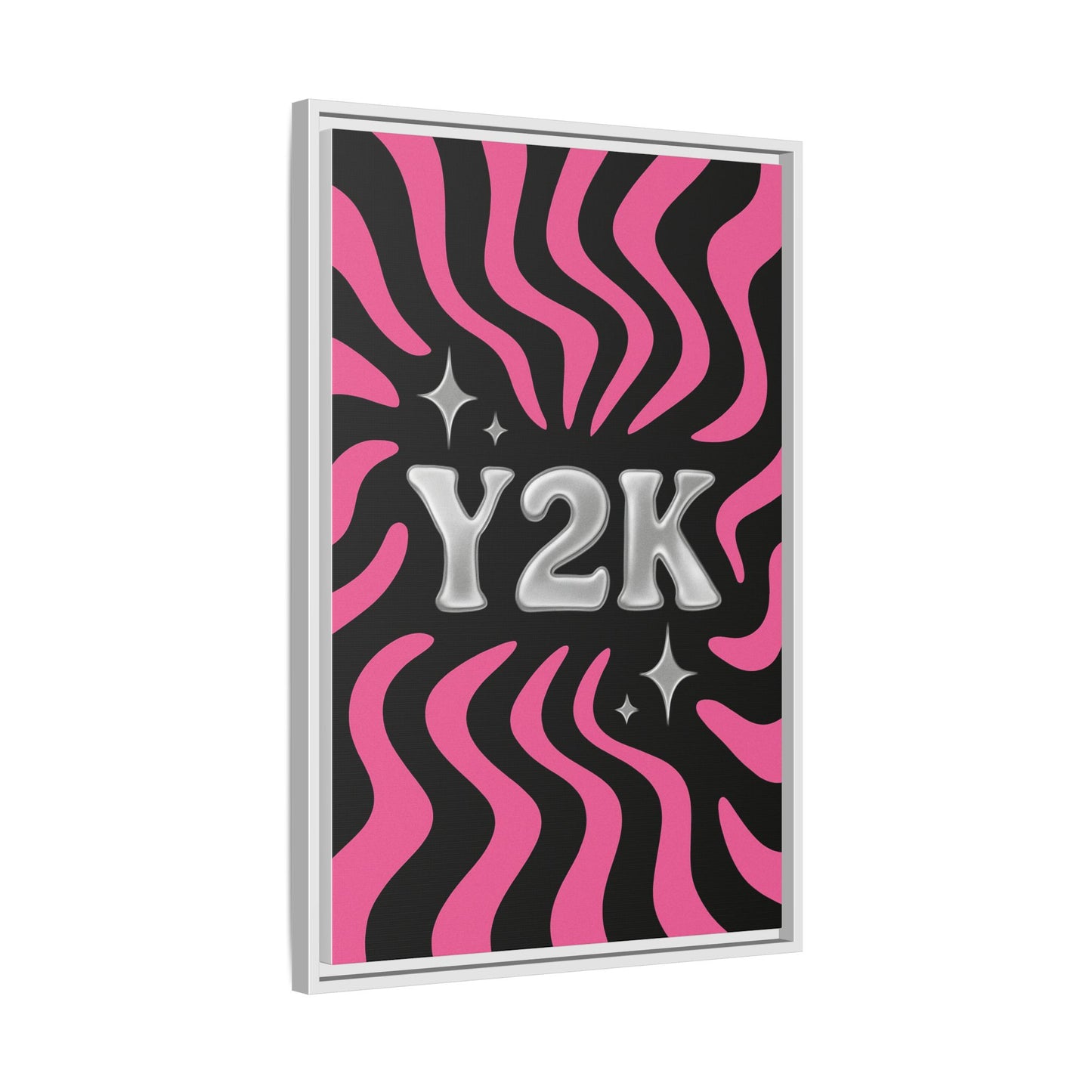 Cute Y2K Framed Canvas Art - Retro Wall Decor in Bold Pink Design