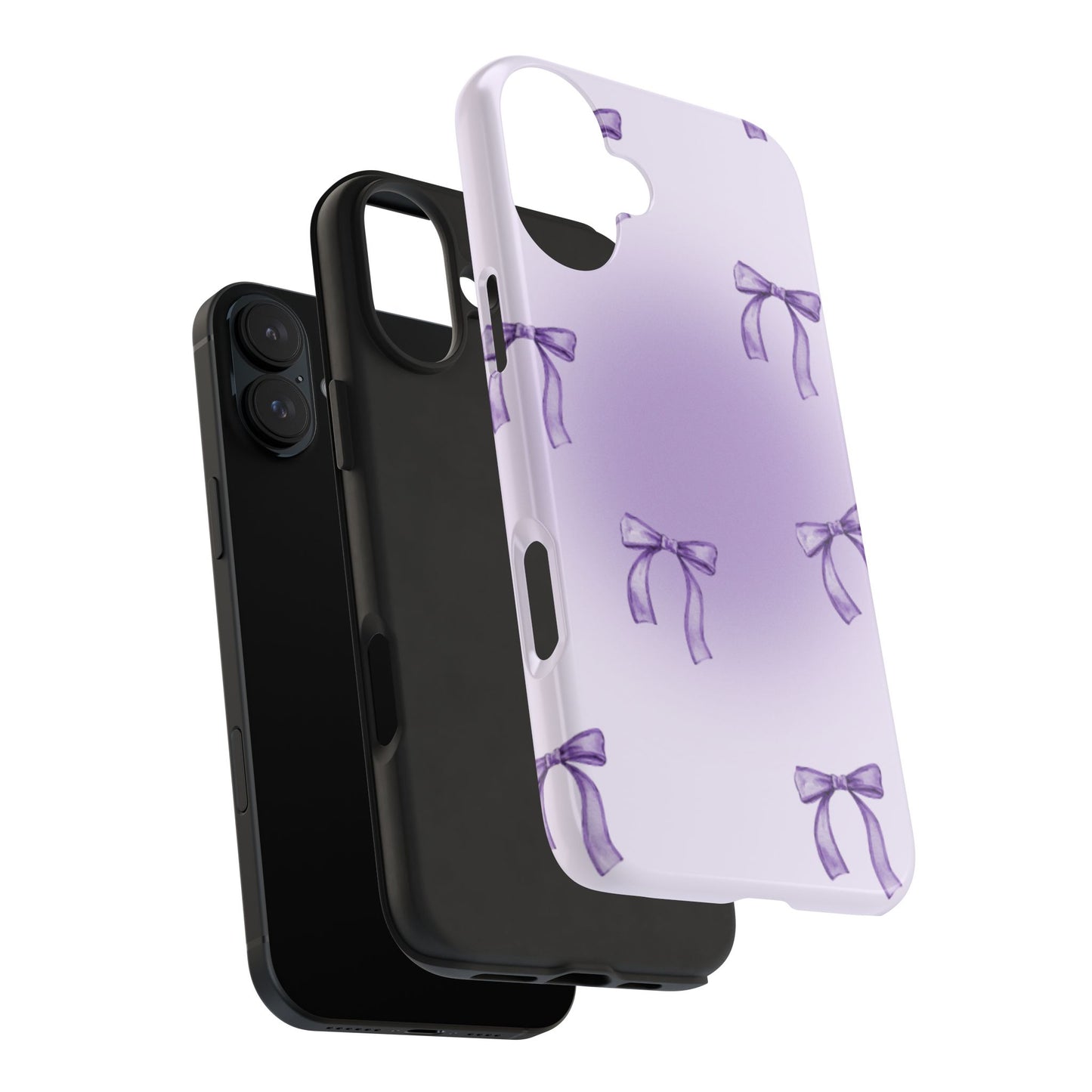 Purple Chic Bow Pattern Phone Case - Stylish Protection for All Occasions