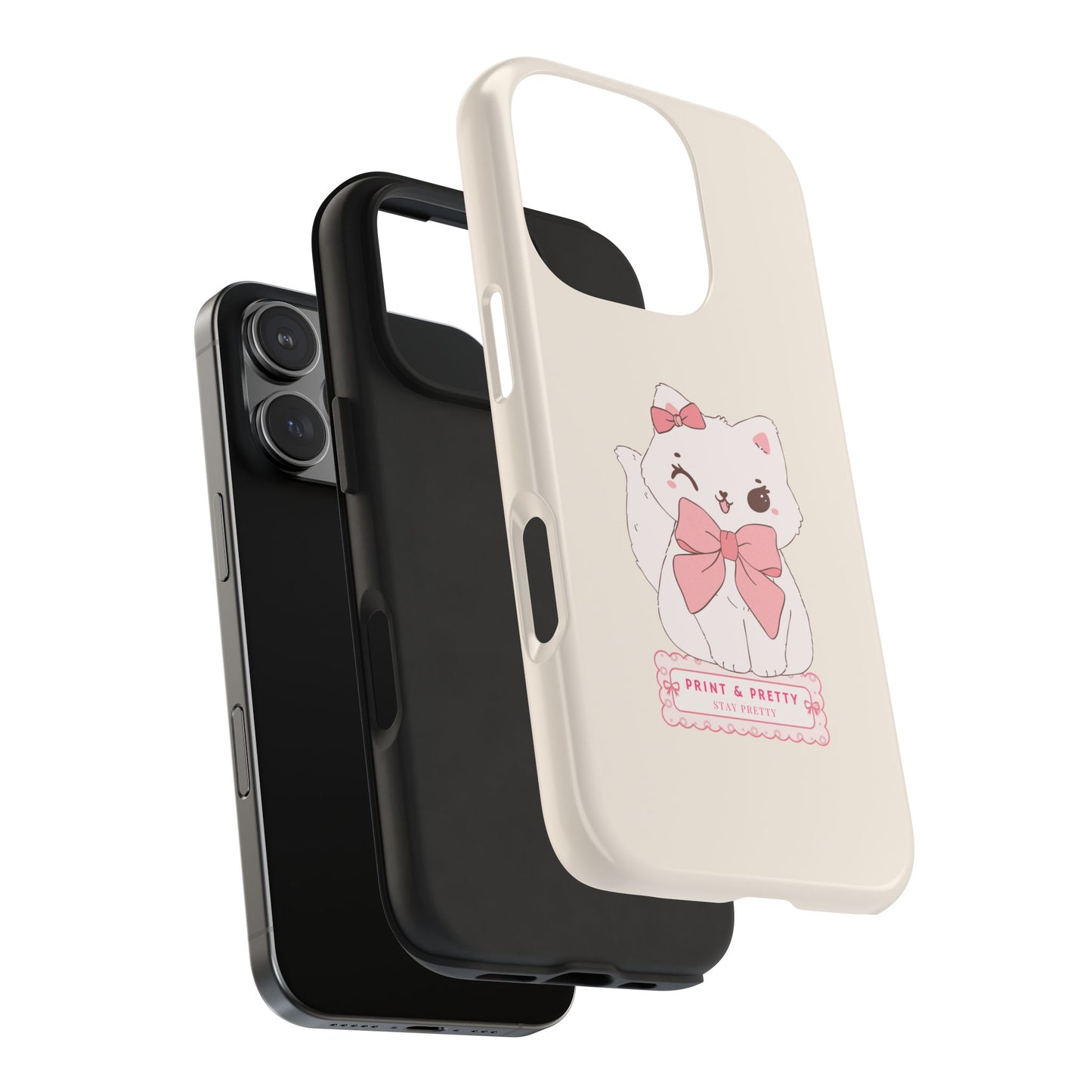 Kawaii Cat Phone Case, Durable Phone Cover, Kawaii Cute Cat Gift, Print & Pretty Design, Smartphone Protection