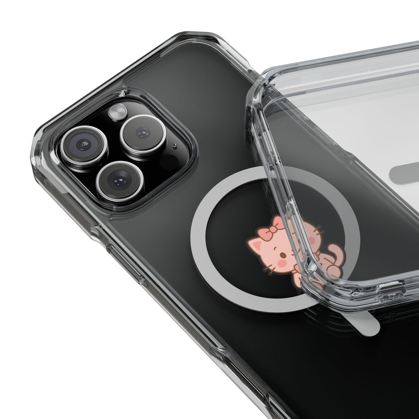Pretty Cute Cat Magnetic Clear Phone Case - Clear Impact Protection