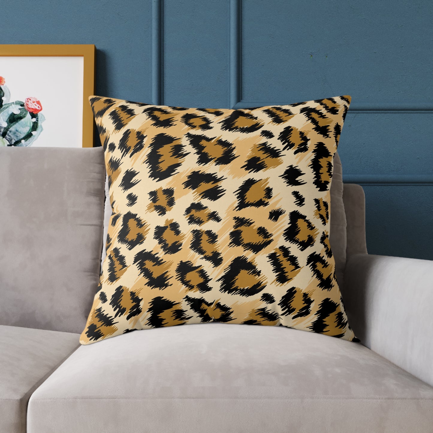 Leopard Print Y2k Square Canvas Pillow, Decorative Cushion, Living Room Decor, Animal Print Throw Pillow, Home Gift for Cat Lovers