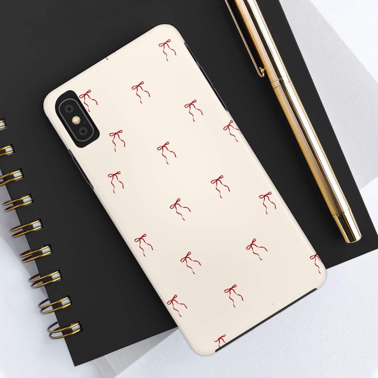 Ribbon Cute Bow Pattern Tough Phone Cases, Bow Phone Cover, Stylish Phone Protectors, Gift for Girls, Trendy Tech Accessories