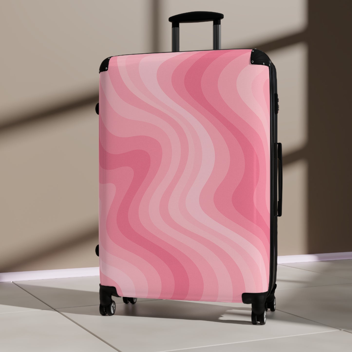 Fun Stylish Carry-On Suitcase - Vibrant Pink Waves Design, Travel Essentials for Adventurers, Gifts for Travelers, Vacation Must-Have, Travel With Style