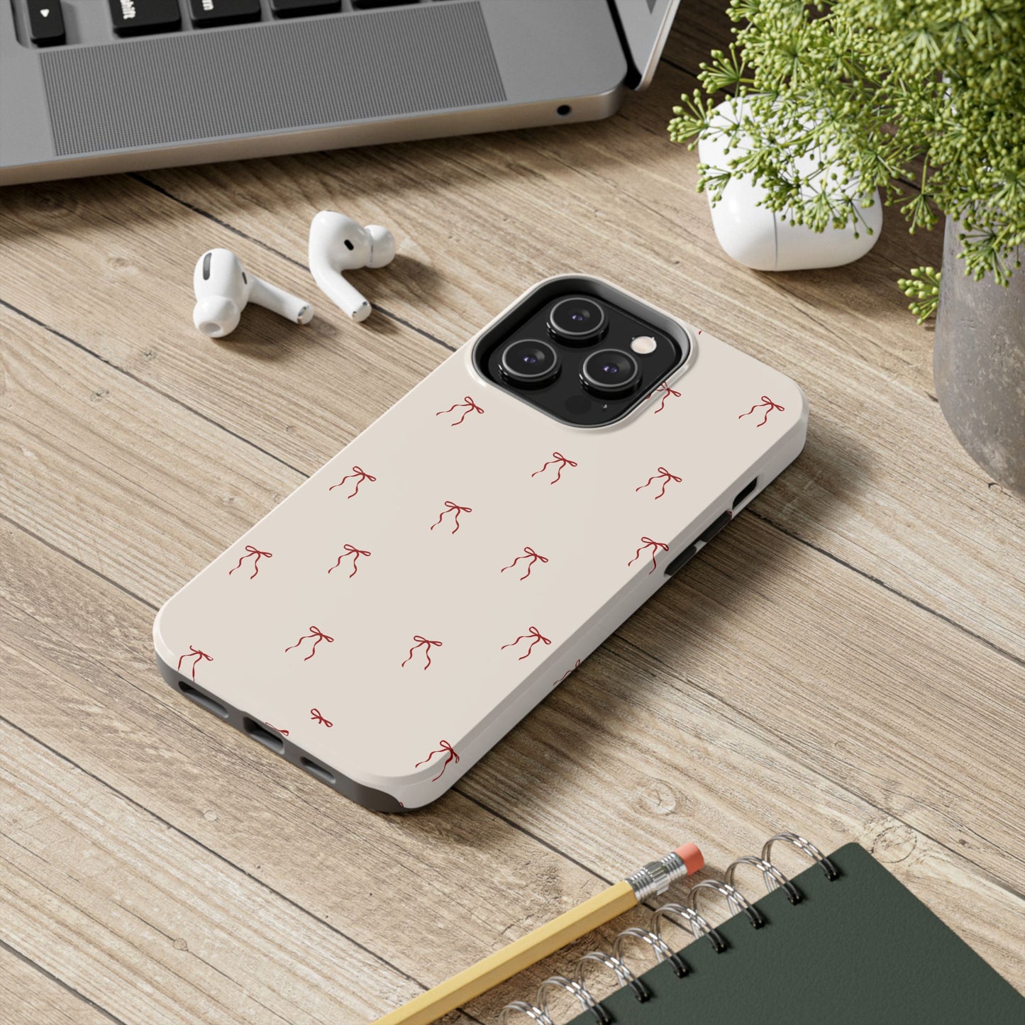 Ribbon Cute Bow Pattern Tough Phone Cases, Bow Phone Cover, Stylish Phone Protectors, Gift for Girls, Trendy Tech Accessories