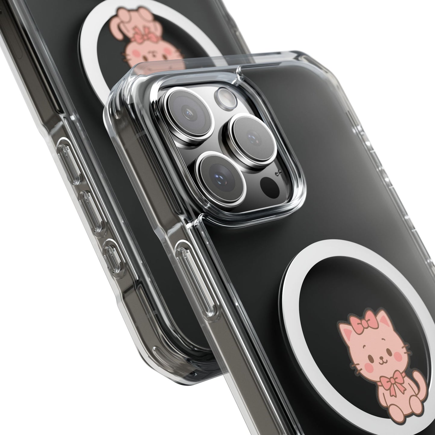 Pretty Cute Cat Magnetic Clear Phone Case - Clear Impact Protection