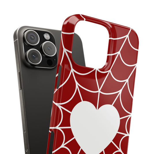 Spiderweb Heart Slim Phone Cases, Cute Phone Accessories, Valentine's Gift, Trendy Phone Cover, Romantic Tech Gadget