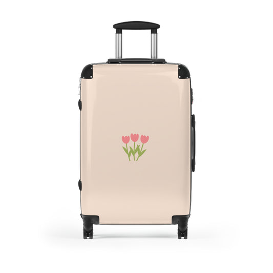 Chic Floral Suitcase with Tulips Design