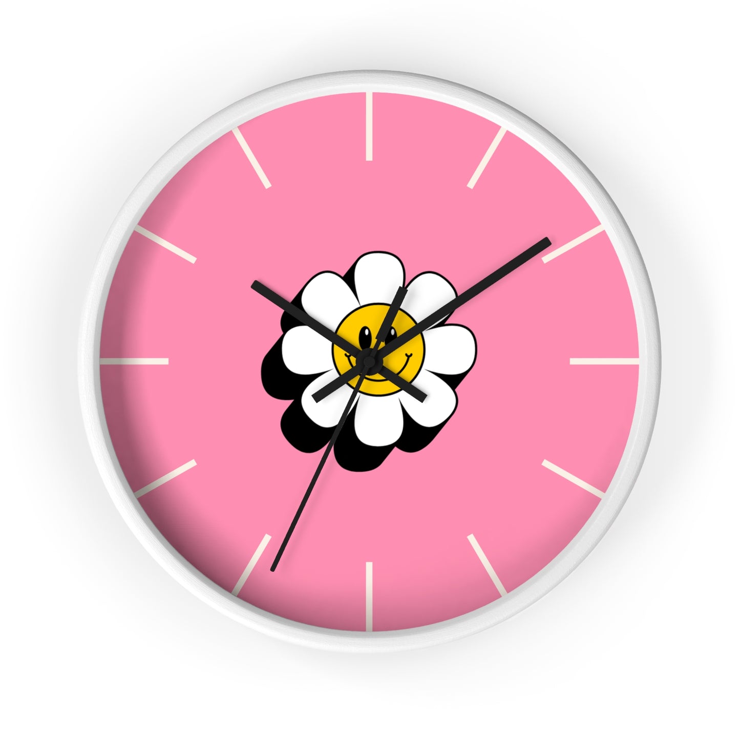 Elegant Cheerful Daisy Wall Clock, Bright Pink Floral Home Decor, Unique Gift for Flower Lovers, Preppy Clock, Happy Accent for Any Room
