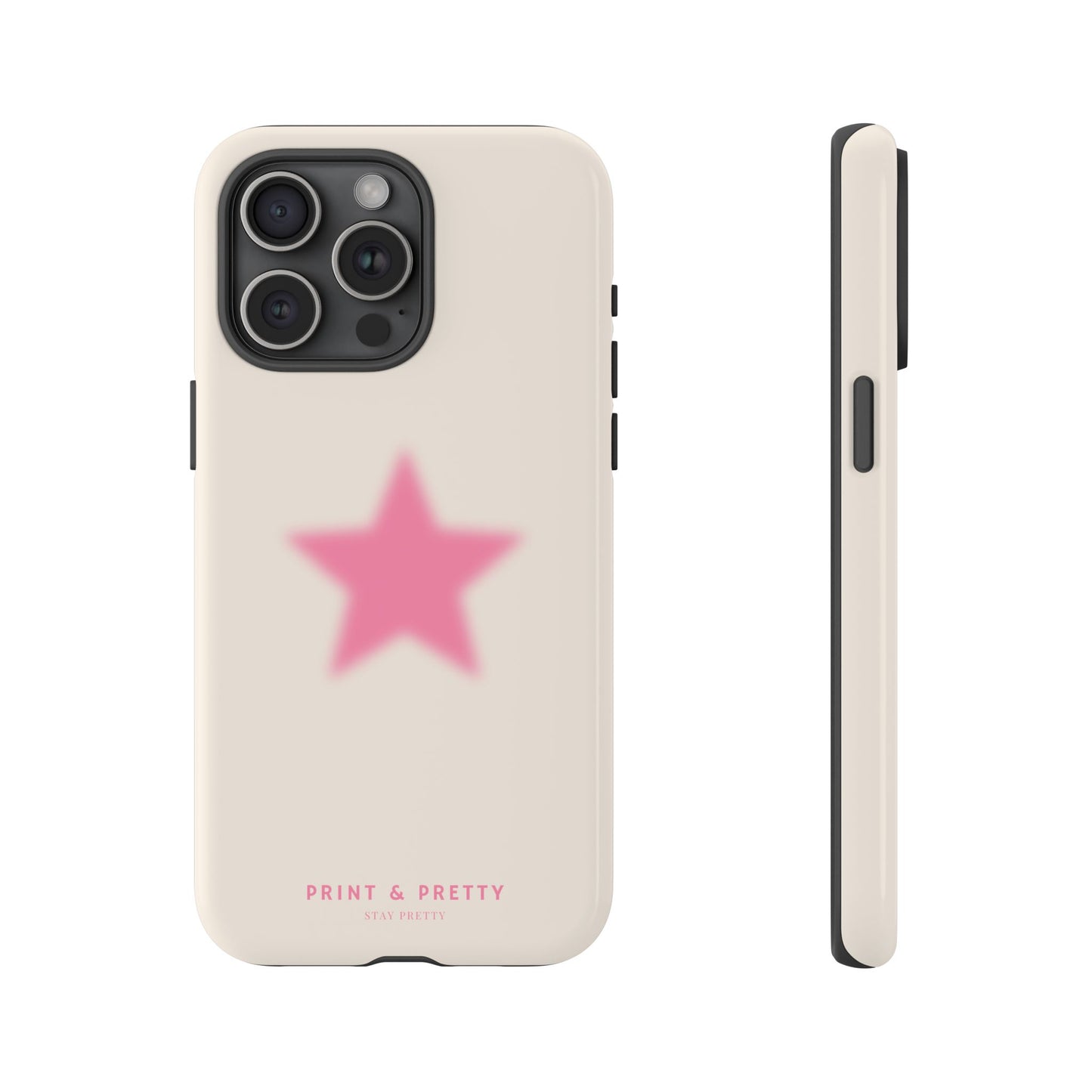 Chic Stylish Tough Phone Case with Pink Star Design - Stay Pretty