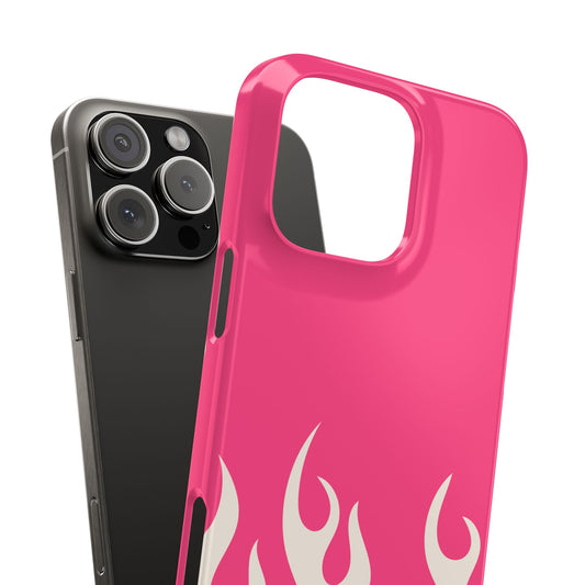 Durable Stylish Slim Phone Case with Flame Design, Hot Pink Phone Cover, Trendy Smartphone Accessory, Unique Gift Idea for Her, Festival Must-Have