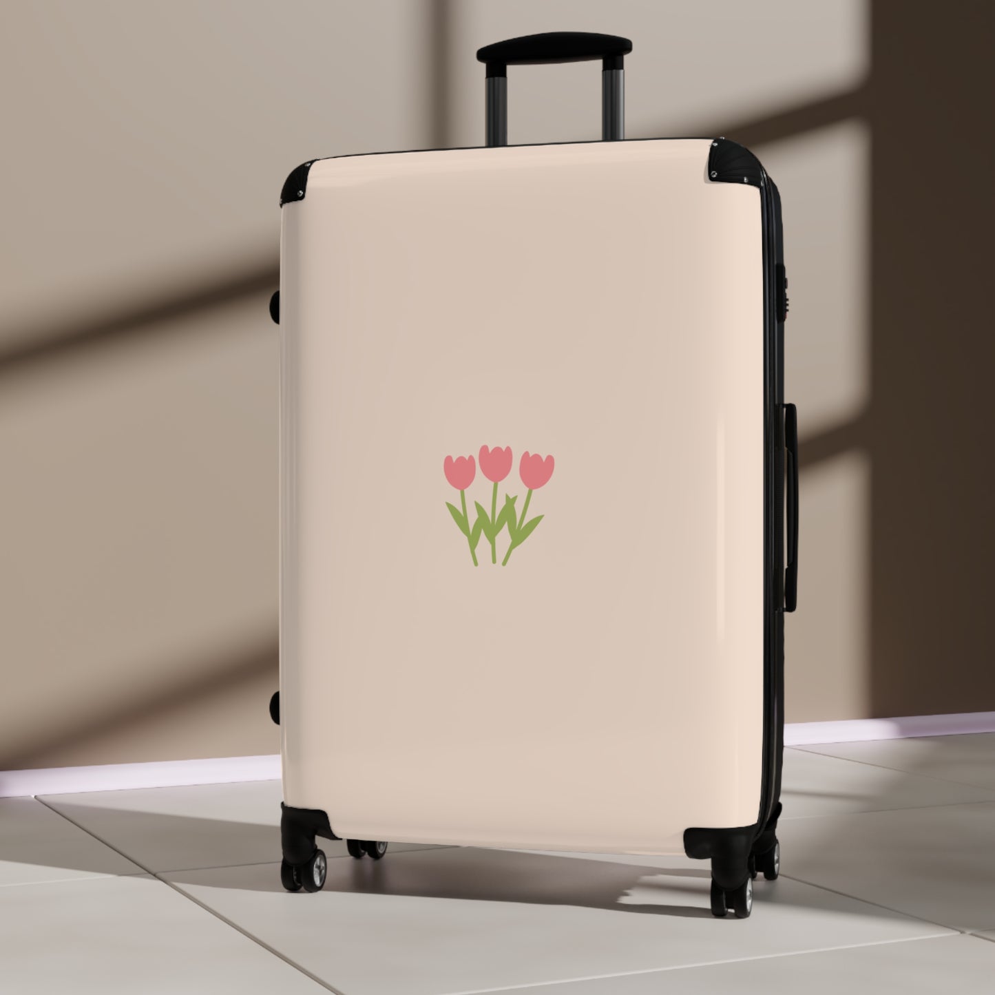 Chic Floral Suitcase with Tulips Design