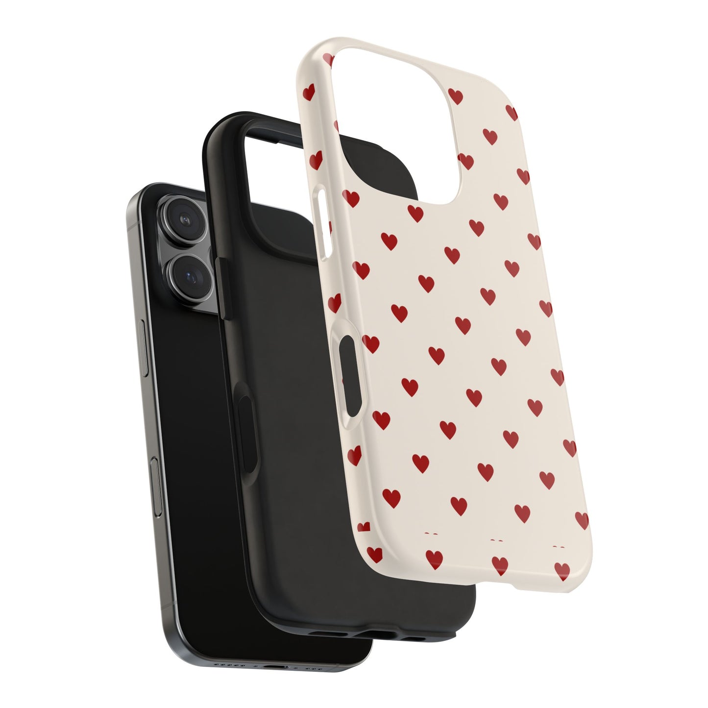 Cute Heart Print Tough Phone Case - Durable Protection for Valentine's Day & Everyday Love
