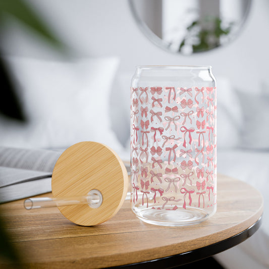 Cute Stylish 16oz Sipper Glass with Bamboo Lid - Perfect for Eco-Friendly Hydration