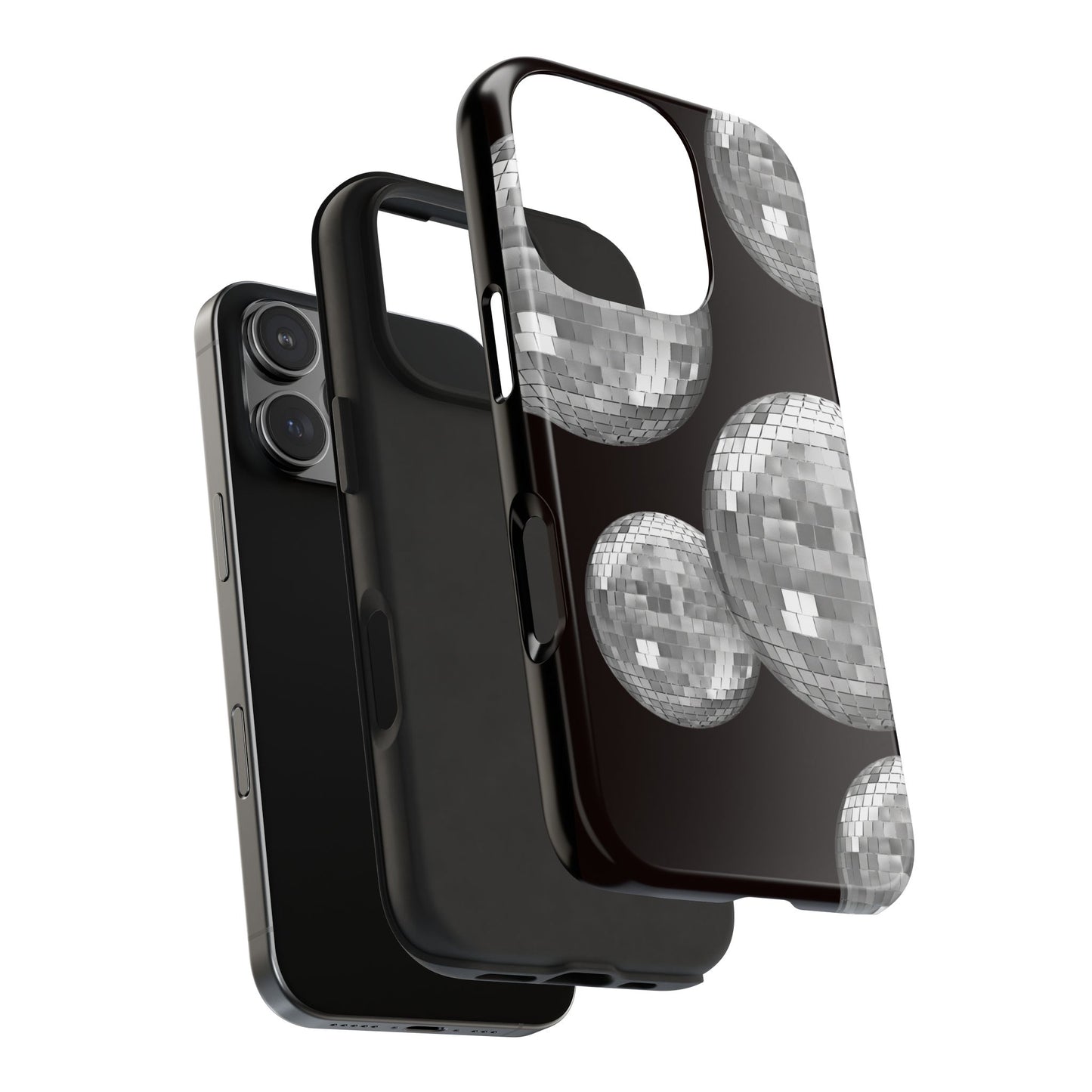 Y2k Disco Ball Tough Phone Cases, Durable, Stylish, Protective, Black and Silver Design for Party Lovers and Trendsetters, Ideal Gift for Teens