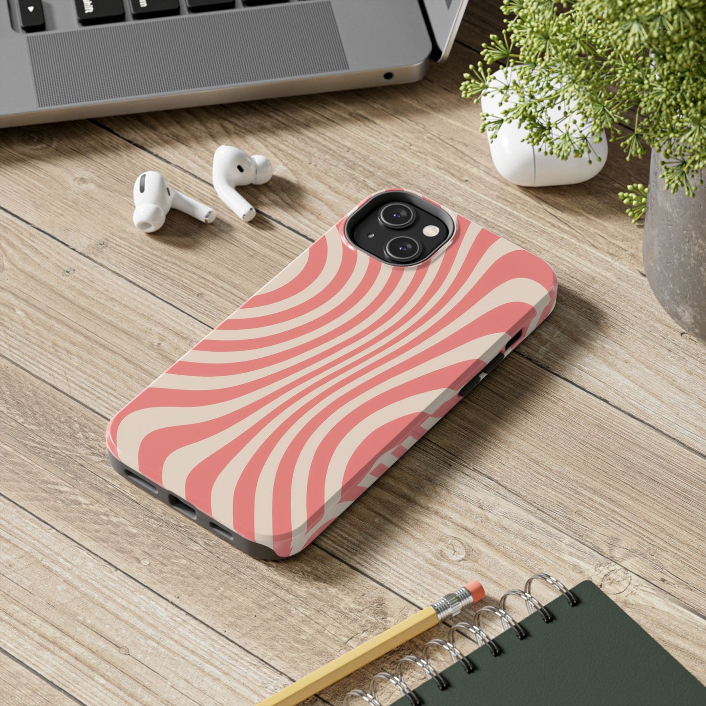 Stylish Waves Phone Case - Trendy Mobile Accessory, Durable Protection, Gift for Teens, Modern Design, Pink Aesthetic