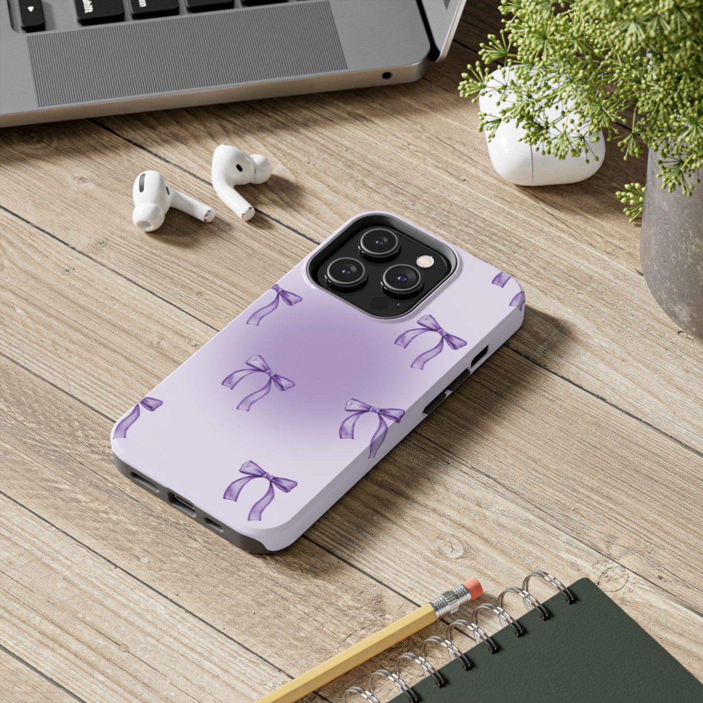 Purple Chic Bow Pattern Phone Case - Stylish Protection for All Occasions