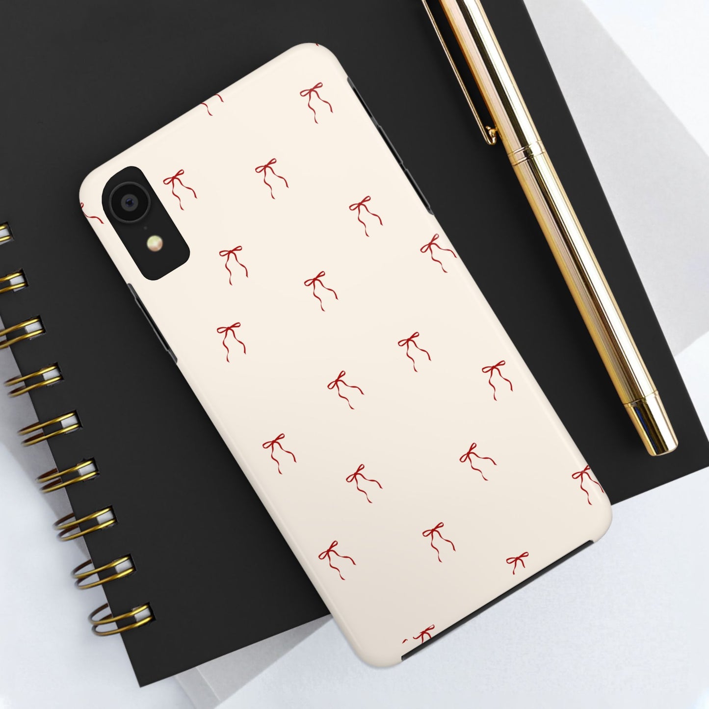 Ribbon Cute Bow Pattern Tough Phone Cases, Bow Phone Cover, Stylish Phone Protectors, Gift for Girls, Trendy Tech Accessories