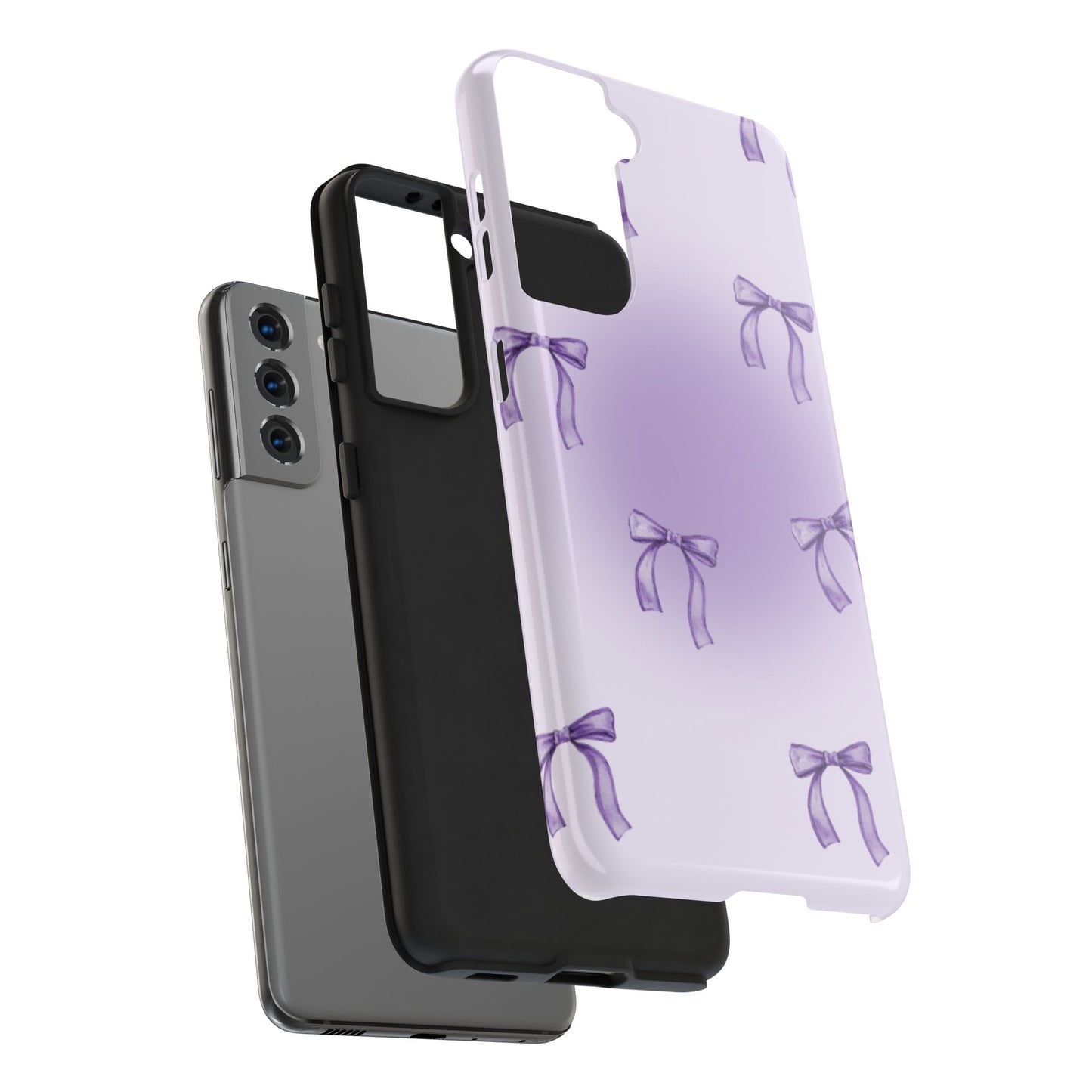 Purple Chic Bow Pattern Phone Case - Stylish Protection for All Occasions
