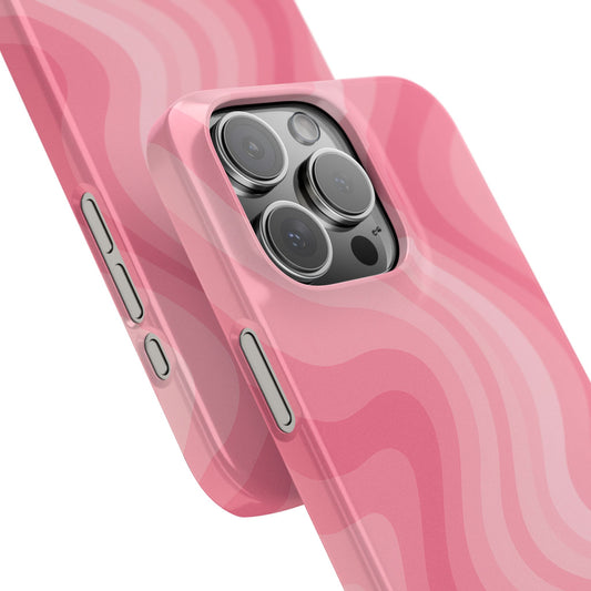A Stylish Slim Phone Cases with Pink Waves Design, Trendy Accessories for Women, Unique Gifts for Birthdays, Valentine's Day, Chic Tech Covers