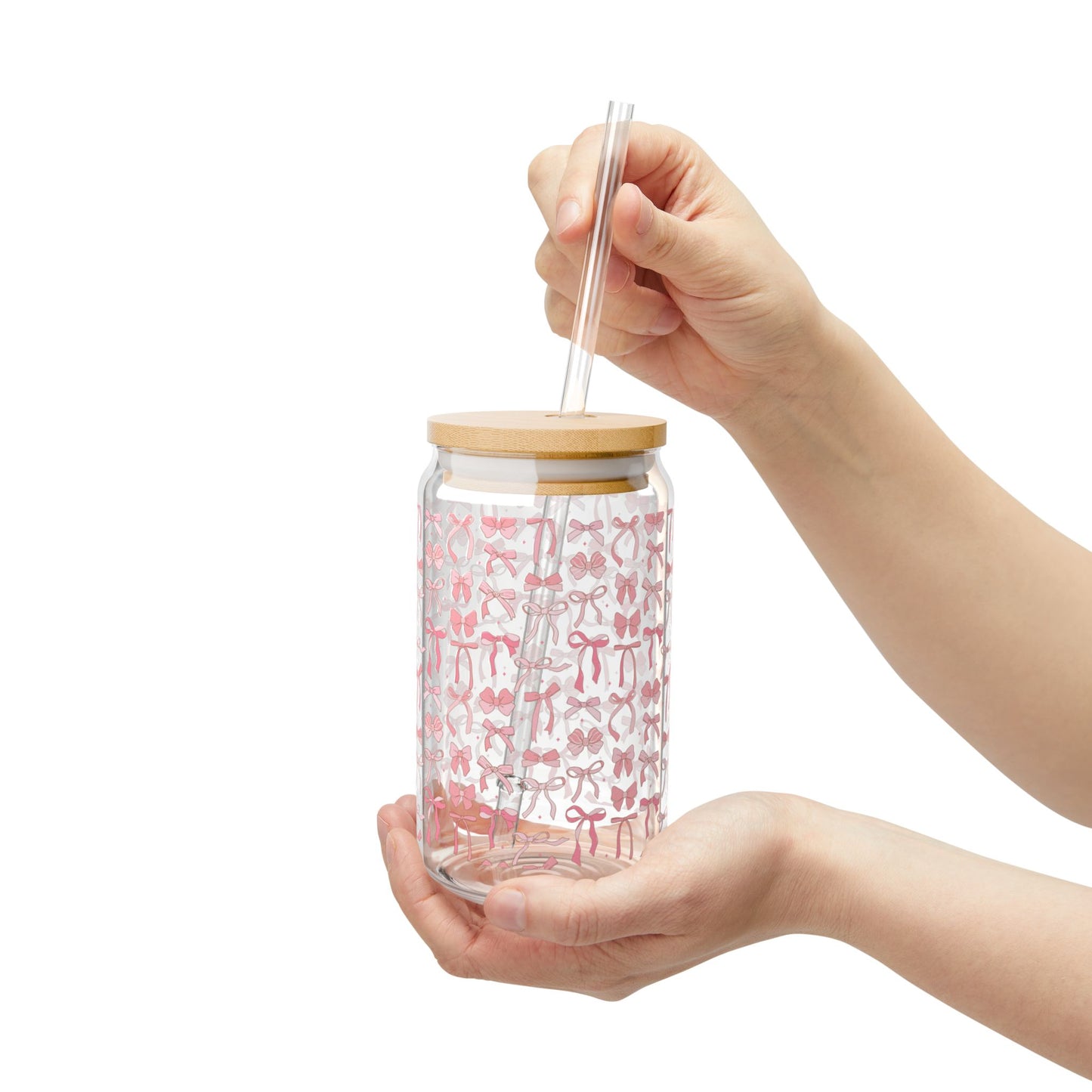 Cute Stylish 16oz Sipper Glass with Bamboo Lid - Perfect for Eco-Friendly Hydration