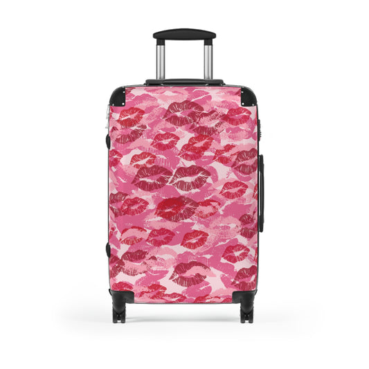 Stylish Suitcase with Lipstick Print | Perfect for Travel, Gifts, Valentine's Day, Weekend Getaways, Fashionable Luggage