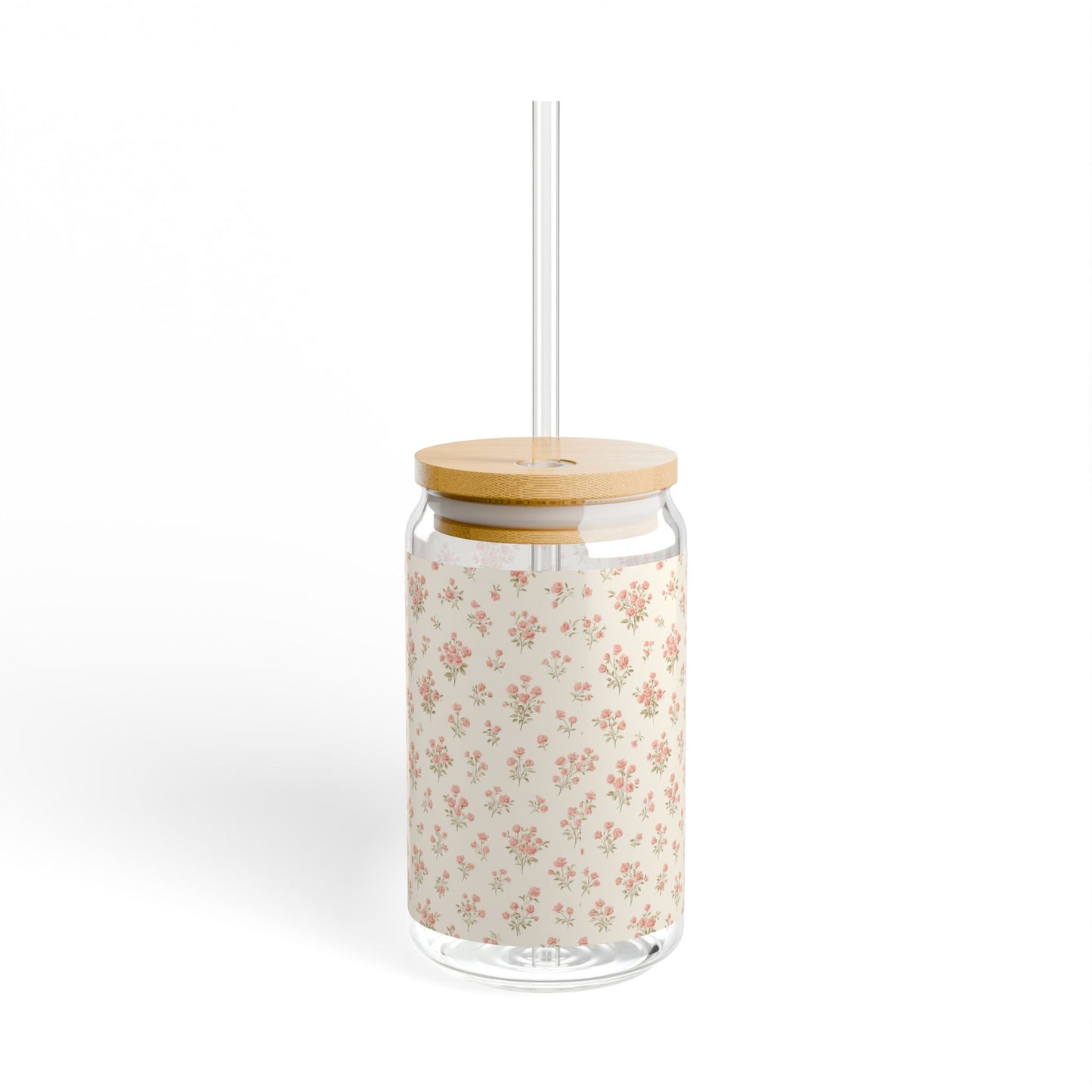 Cottage Core Floral Sipper Glass - 16oz Eco-Friendly Drinkware