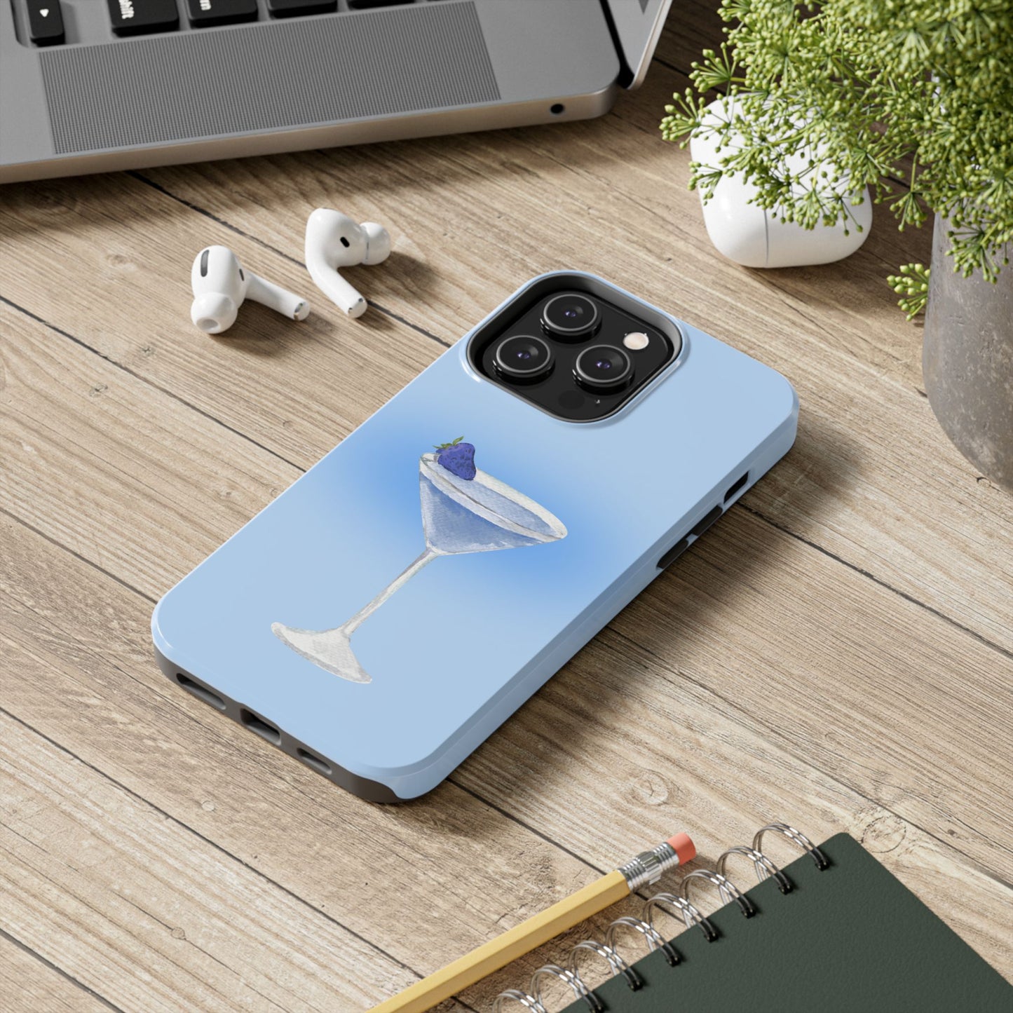 Vibrant Elegant Blue Cocktail Phone Case, Custom Phone Cover, Gift for Her, Trendy Phone Accessories, Unique Birthday Present, Summer Vibes