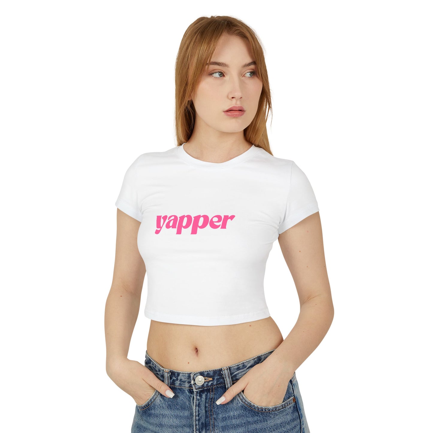 Trendy Women's Baby Tee, Yapper Graphic Crop Top, Casual Everyday Wear, Perfect for Parties, Birthday Gift, Summer Style