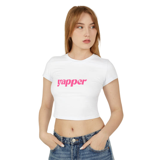 Trendy Women's Baby Tee, Yapper Graphic Crop Top, Casual Everyday Wear, Perfect for Parties, Birthday Gift, Summer Style