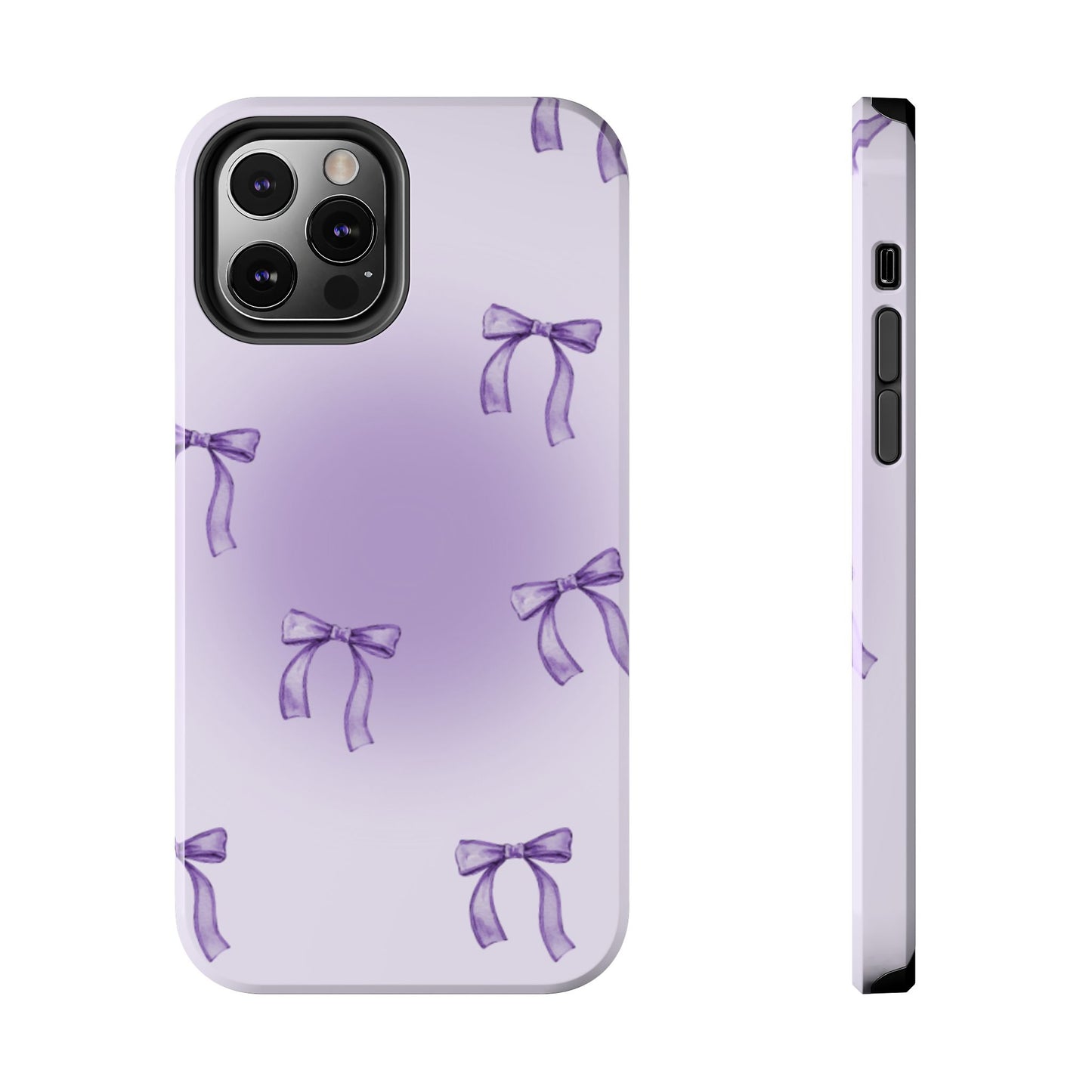 Purple Chic Bow Pattern Phone Case - Stylish Protection for All Occasions