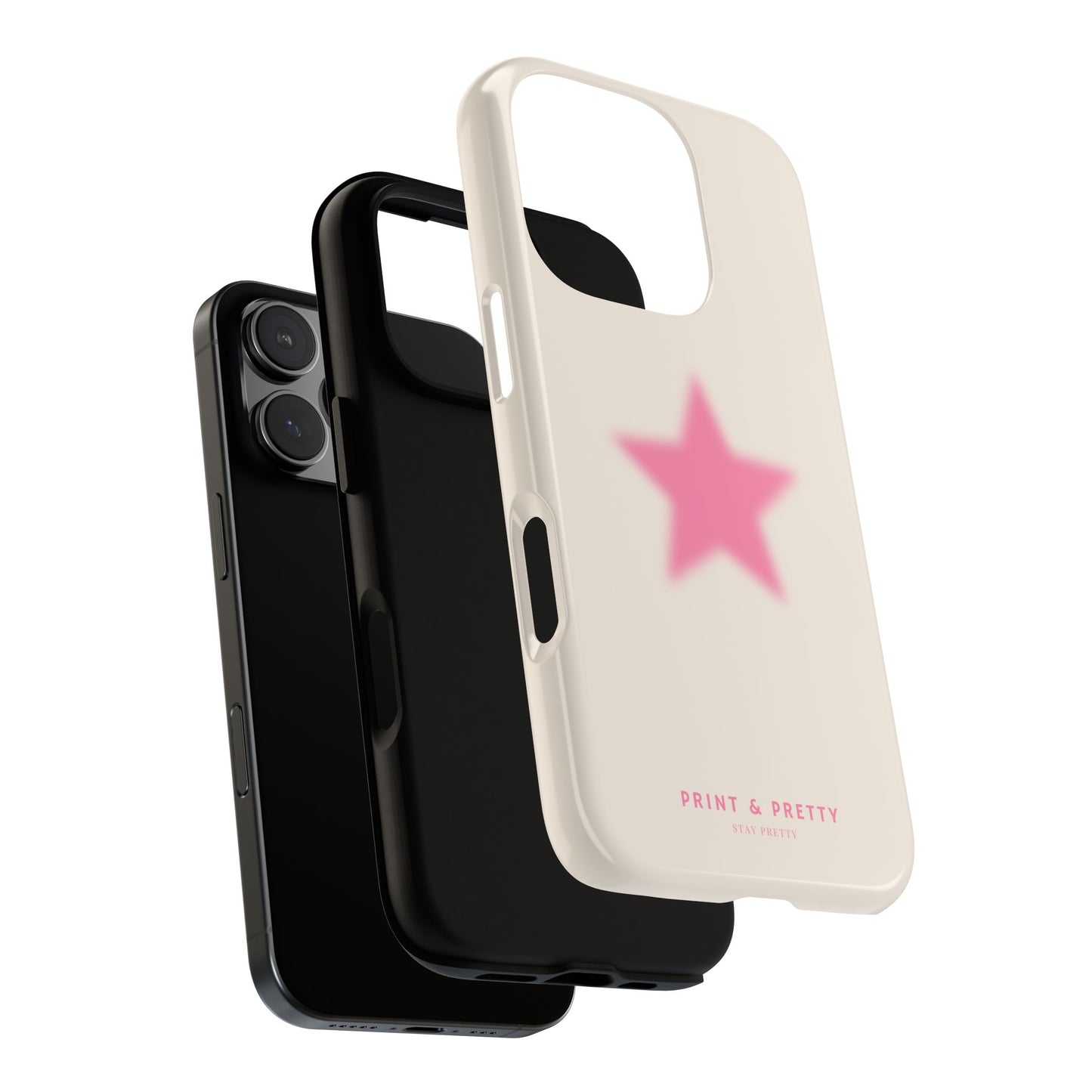 Chic Stylish Tough Phone Case with Pink Star Design - Stay Pretty