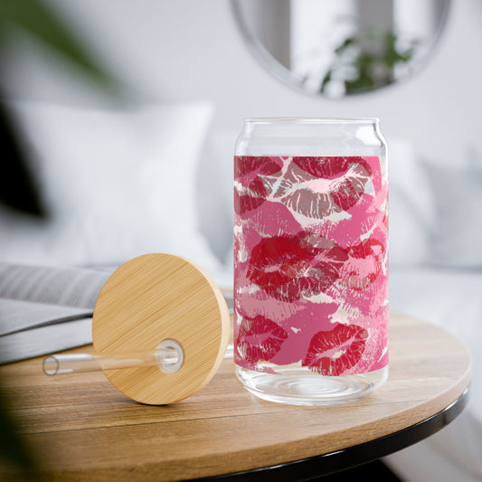 Lipstick Stain Sipper Glass, 16oz | Cute Drinkware for Parties, Gifts, Home Decor, Valentine's Day, Anniversary