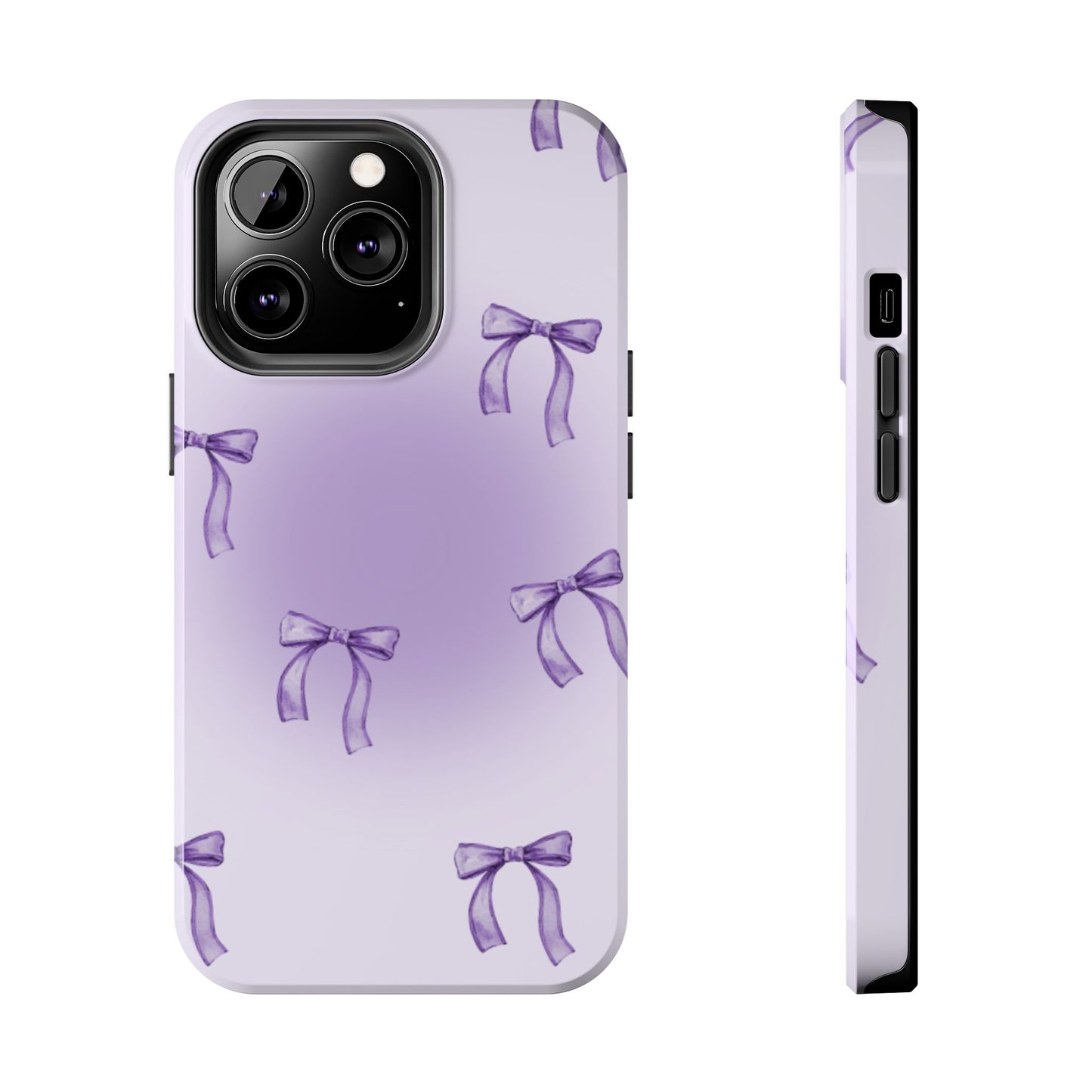 Purple Chic Bow Pattern Phone Case - Stylish Protection for All Occasions