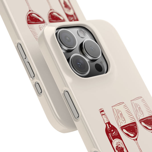 Wine Y2k Illustration Slim Phone Case, Stylish Cell Phone Cover, Gifts for Wine Enthusiasts, Unique Phone Accessory, Vino-Themed Case