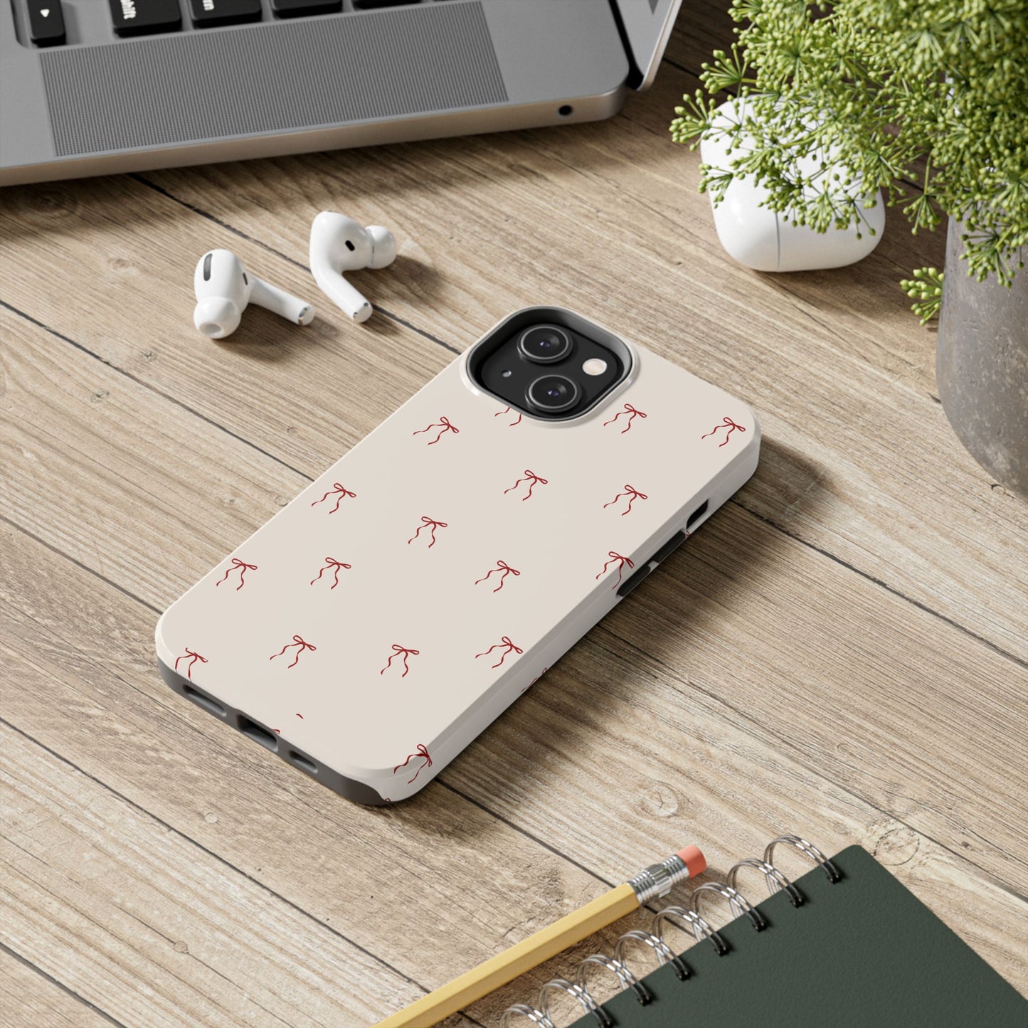 Ribbon Cute Bow Pattern Tough Phone Cases, Bow Phone Cover, Stylish Phone Protectors, Gift for Girls, Trendy Tech Accessories