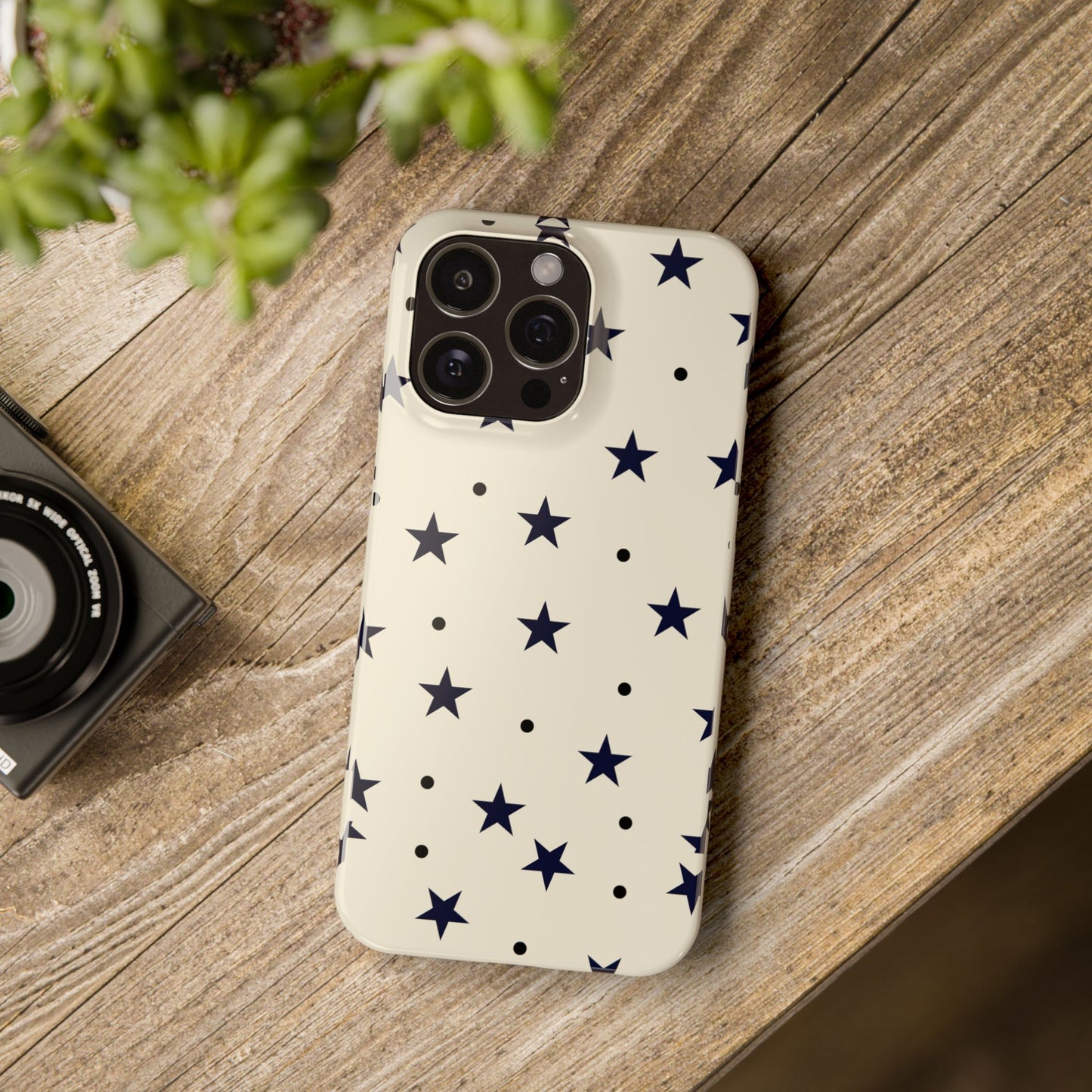 Navy Star Pattern Slim Phone Case - Stylish & Durable