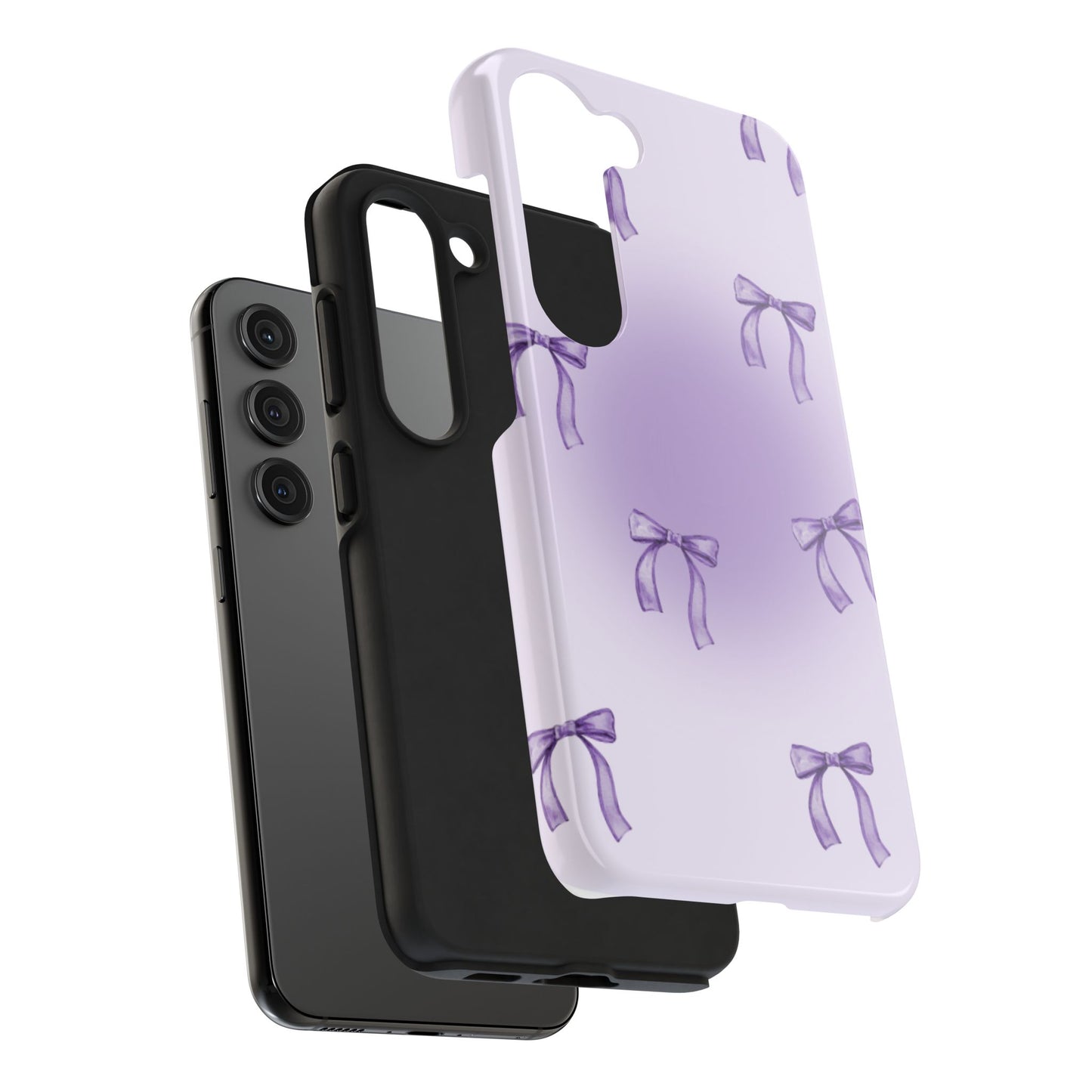 Purple Chic Bow Pattern Phone Case - Stylish Protection for All Occasions