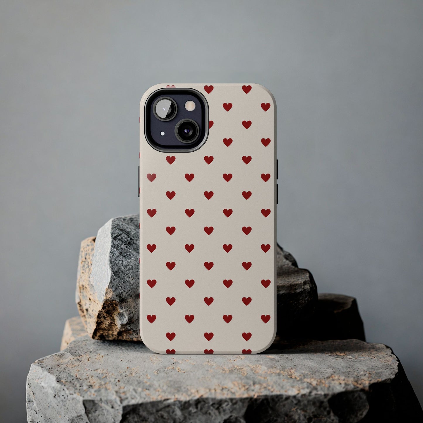 Cute Heart Print Tough Phone Case - Durable Protection for Valentine's Day & Everyday Love