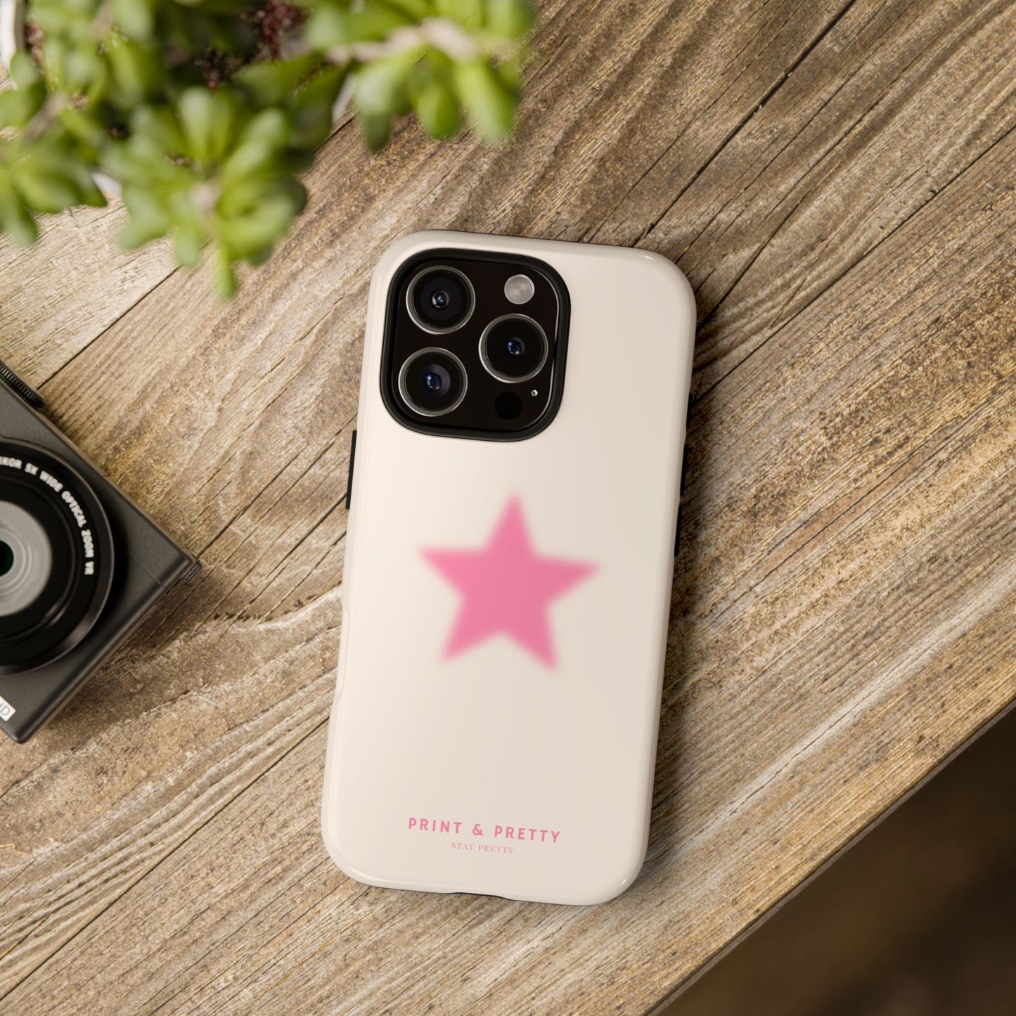 Chic Stylish Tough Phone Case with Pink Star Design - Stay Pretty