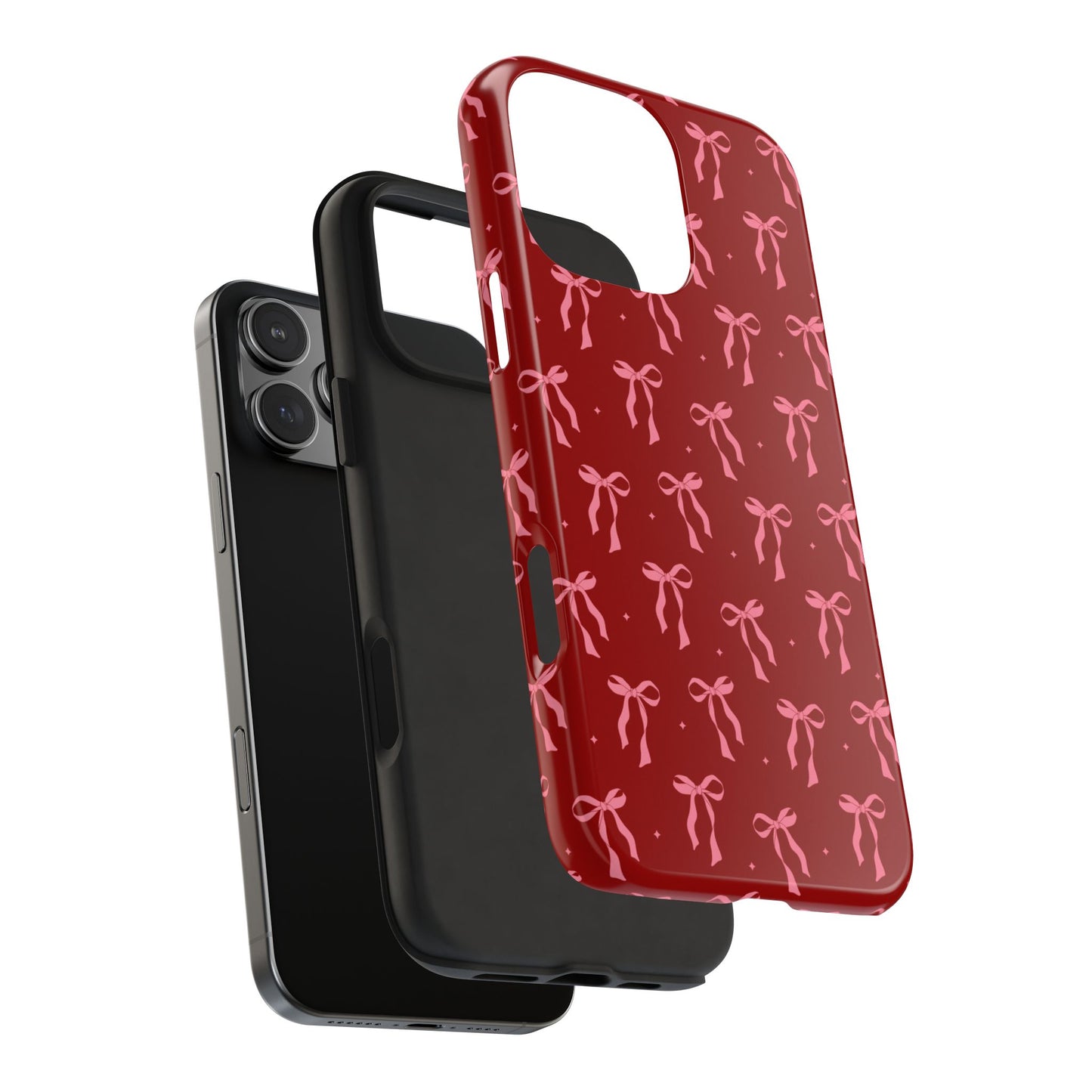 Red Chic Bow Pattern Tough Phone Case - Stylish Protection for Everyday Use