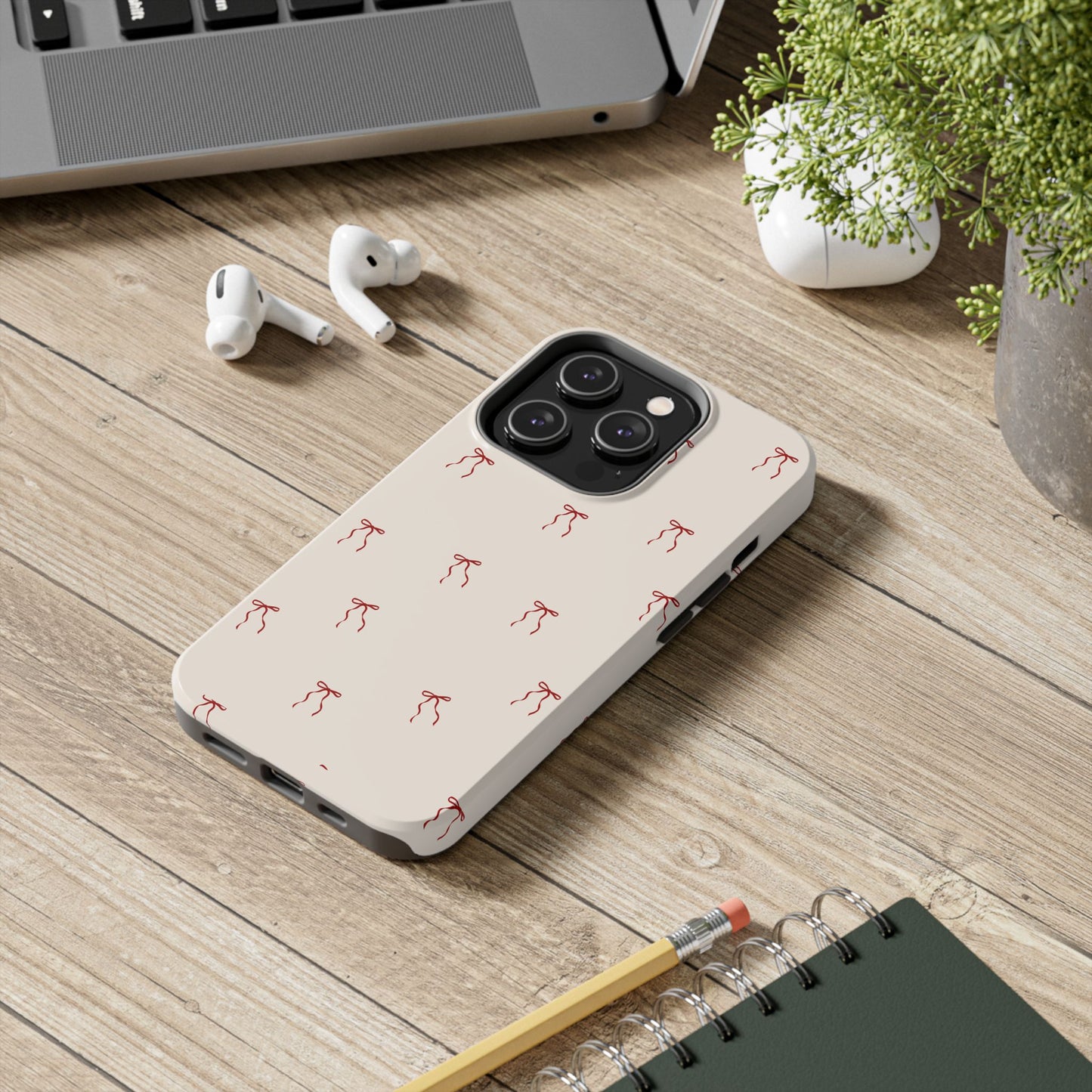 Ribbon Cute Bow Pattern Tough Phone Cases, Bow Phone Cover, Stylish Phone Protectors, Gift for Girls, Trendy Tech Accessories