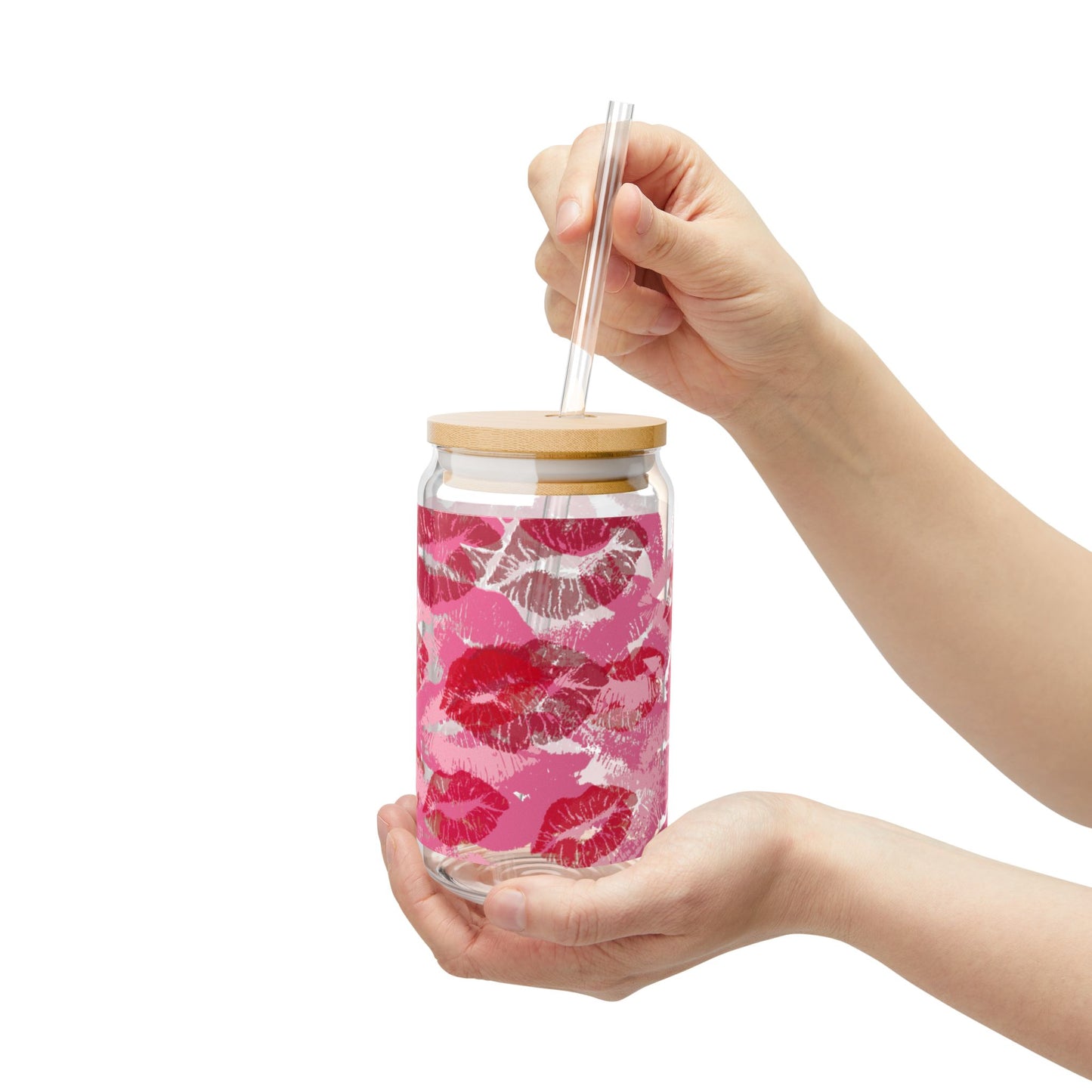 Lipstick Stain Sipper Glass, 16oz | Cute Drinkware for Parties, Gifts, Home Decor, Valentine's Day, Anniversary