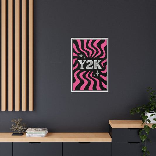 Cute Y2K Framed Canvas Art - Retro Wall Decor in Bold Pink Design