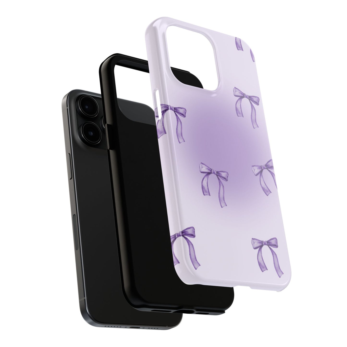 Purple Chic Bow Pattern Phone Case - Stylish Protection for All Occasions