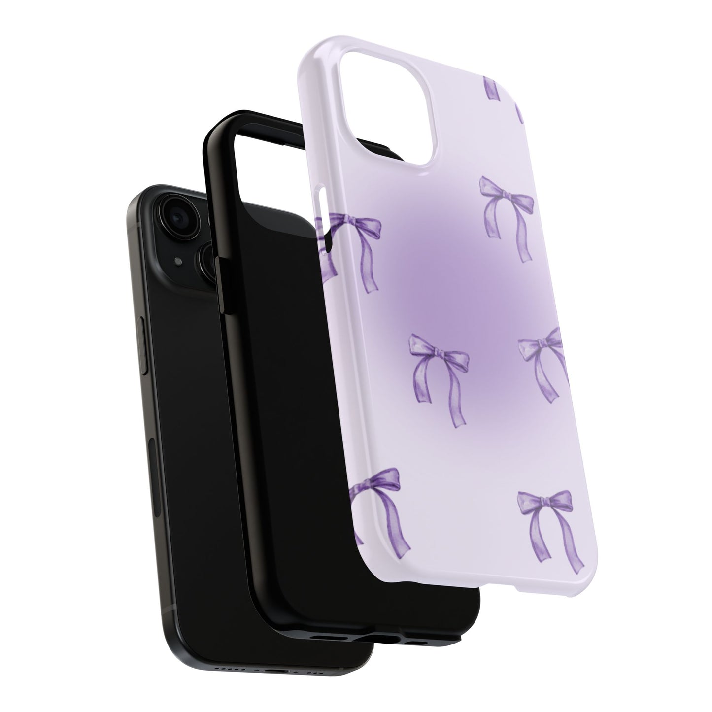 Purple Chic Bow Pattern Phone Case - Stylish Protection for All Occasions