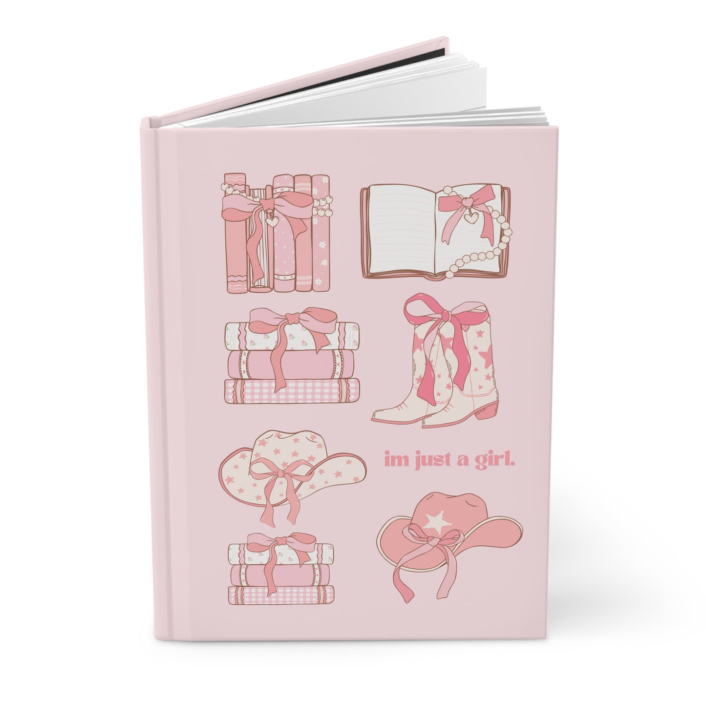 Cute Pink Hardcover Journal - 'I'm Just a Girl' Design