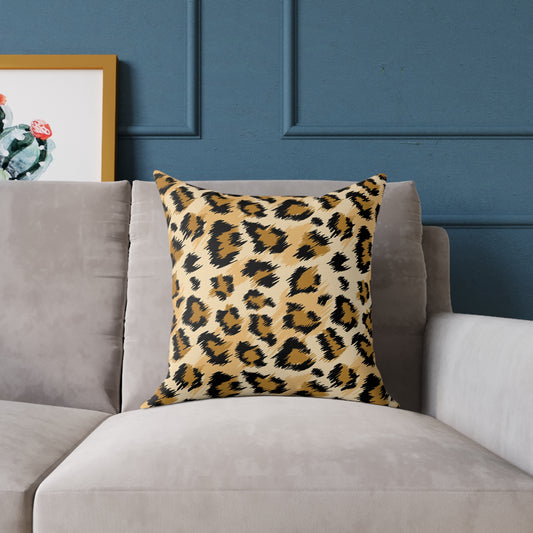 Leopard Print Y2k Square Canvas Pillow, Decorative Cushion, Living Room Decor, Animal Print Throw Pillow, Home Gift for Cat Lovers