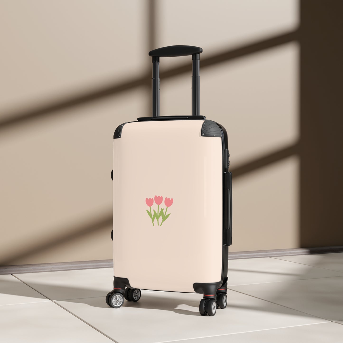Chic Floral Suitcase with Tulips Design